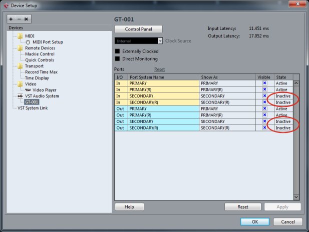 GT-100 v2 / GT-001 settings for Cubase | The Gear Page
